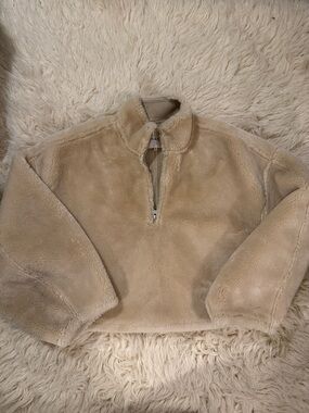 Frame Denim Neutral Beige Plush Pullover